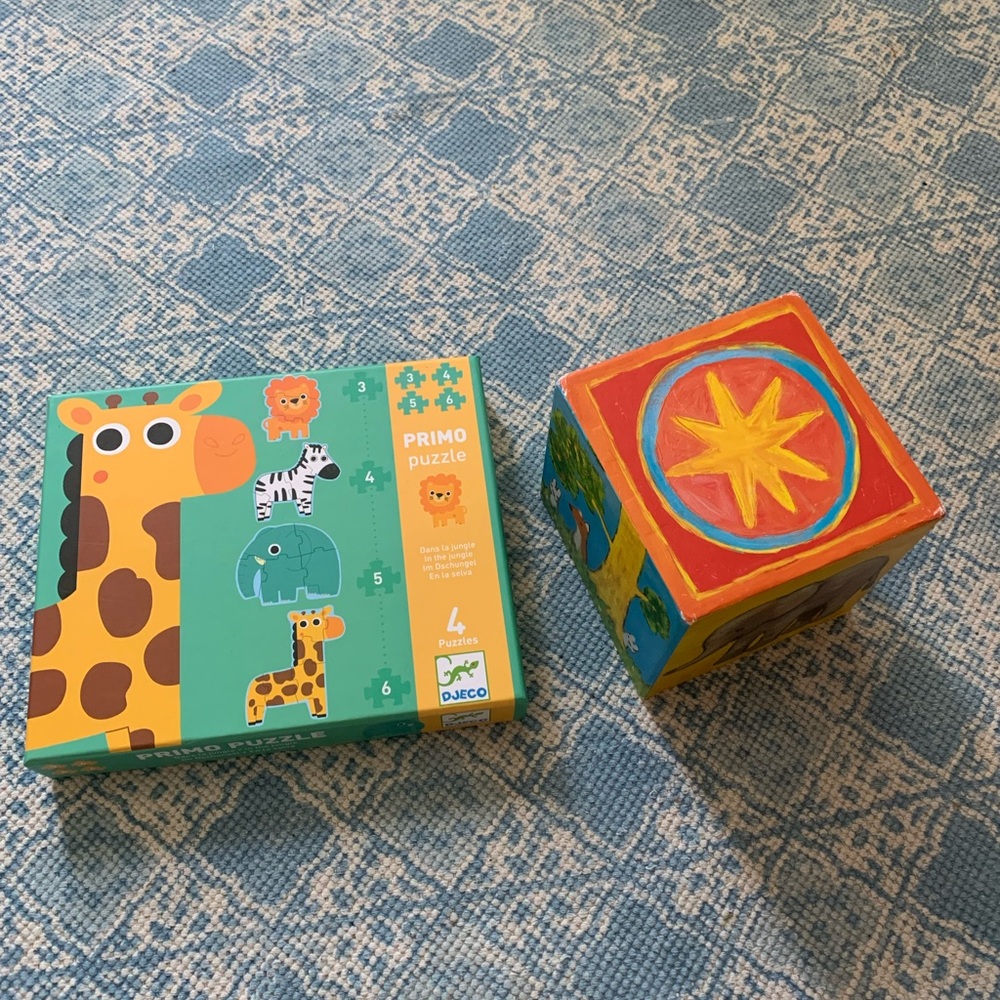 Djeco Primo Puzzle and My Friends Stacking Blocks Bundle